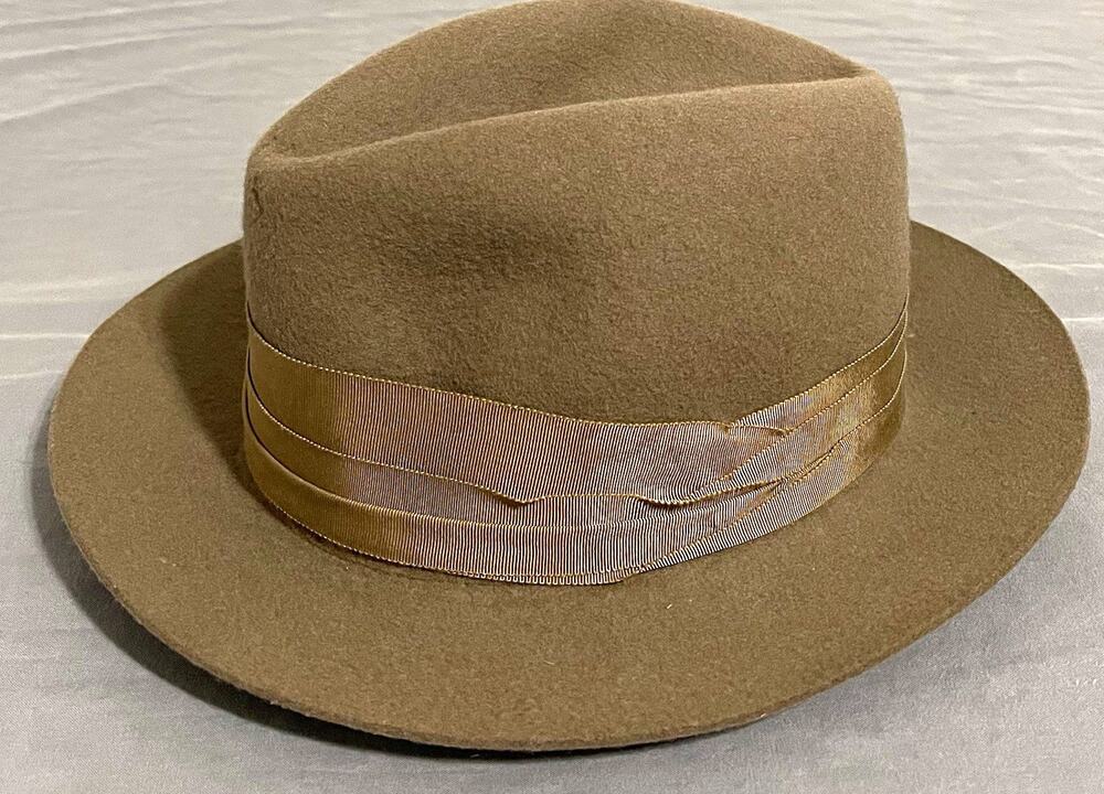 Vintage 80s Banana Republic Safari Fedora 7 3/8 Brown Wool Made in England